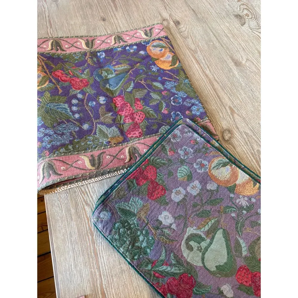 Set of Tapisserie Tapestry Woven Art Fruit Placemats